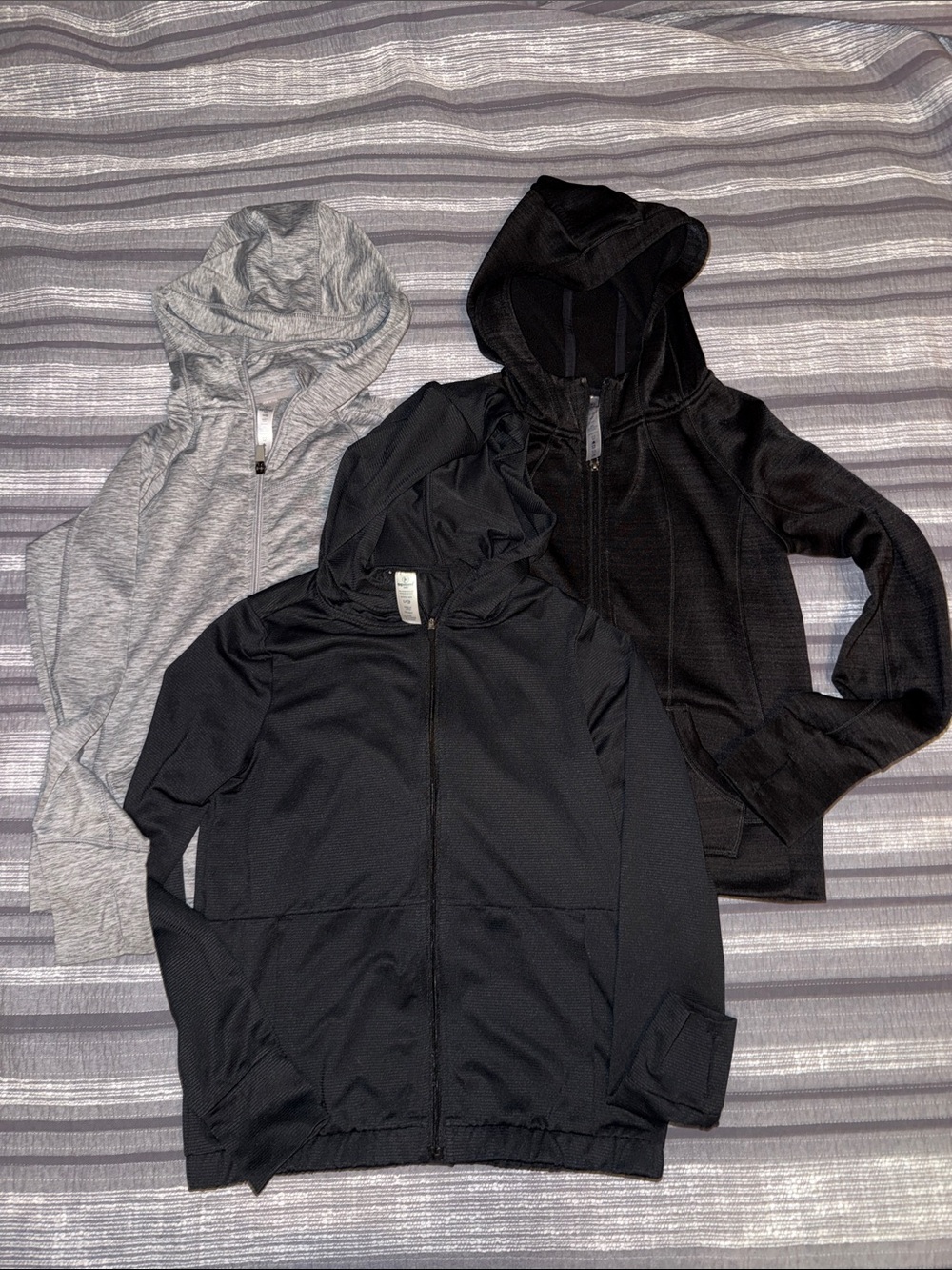 Girls 90 Degrees Hooded Zip-Up Sweater Jacket - Black & Gray